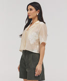 Lapel Detailed Embroidered Top