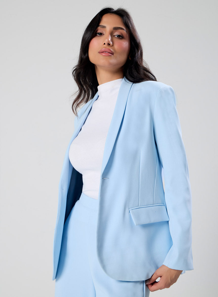 Over Sized Formal Blazer- Sky Blue