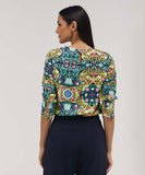 Half Sleeve Chiffon Top With A Cuffed Sleeve