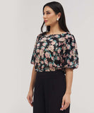 Wide Neck Crushed Chiffon Formal Top