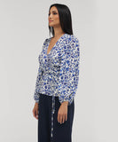 Printed Chiffon Wrap Around Peplum Top