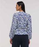 Printed Chiffon Wrap Around Peplum Top