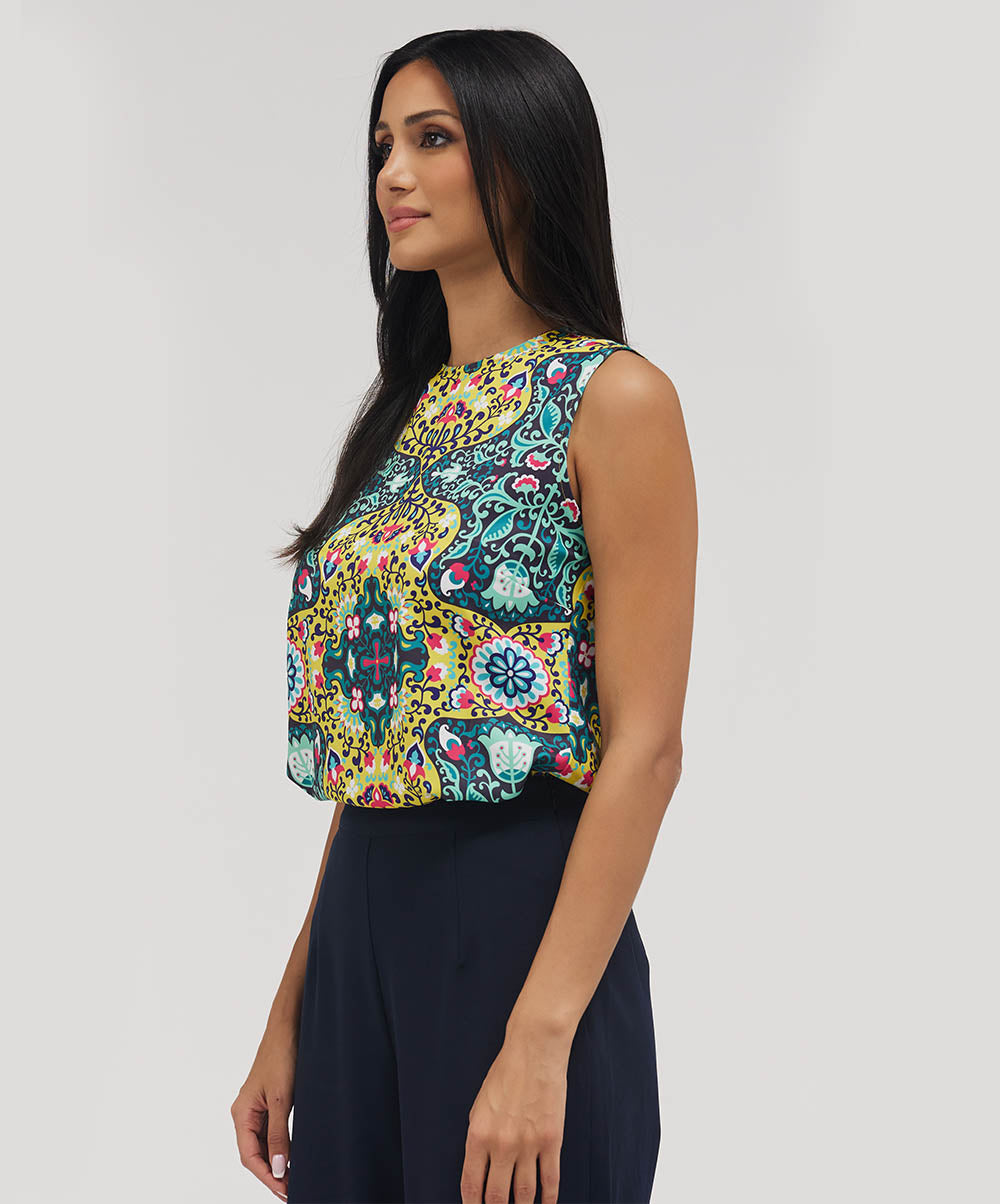 Sleeveless  Printed Chiffon Top