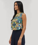 Sleeveless  Printed Chiffon Top