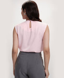 Round Neck Extended Sleeve Satin Top