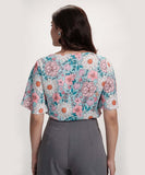 Vneck Flared Sleeve Printed Top