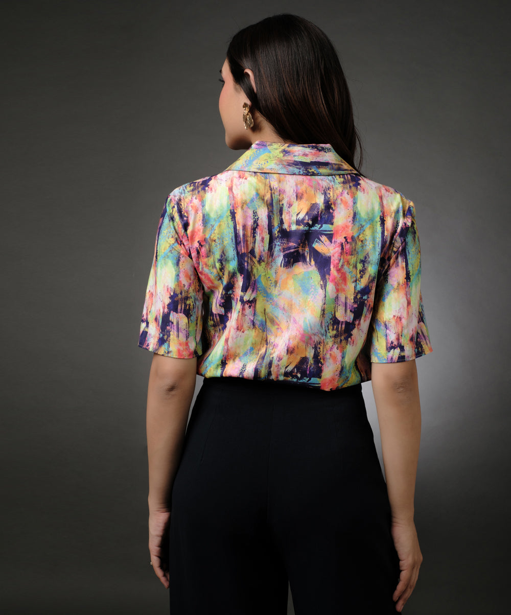 Printed Oversized Shirt With Lapels