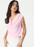 Cowl Neck Satin Pastal Pink Top