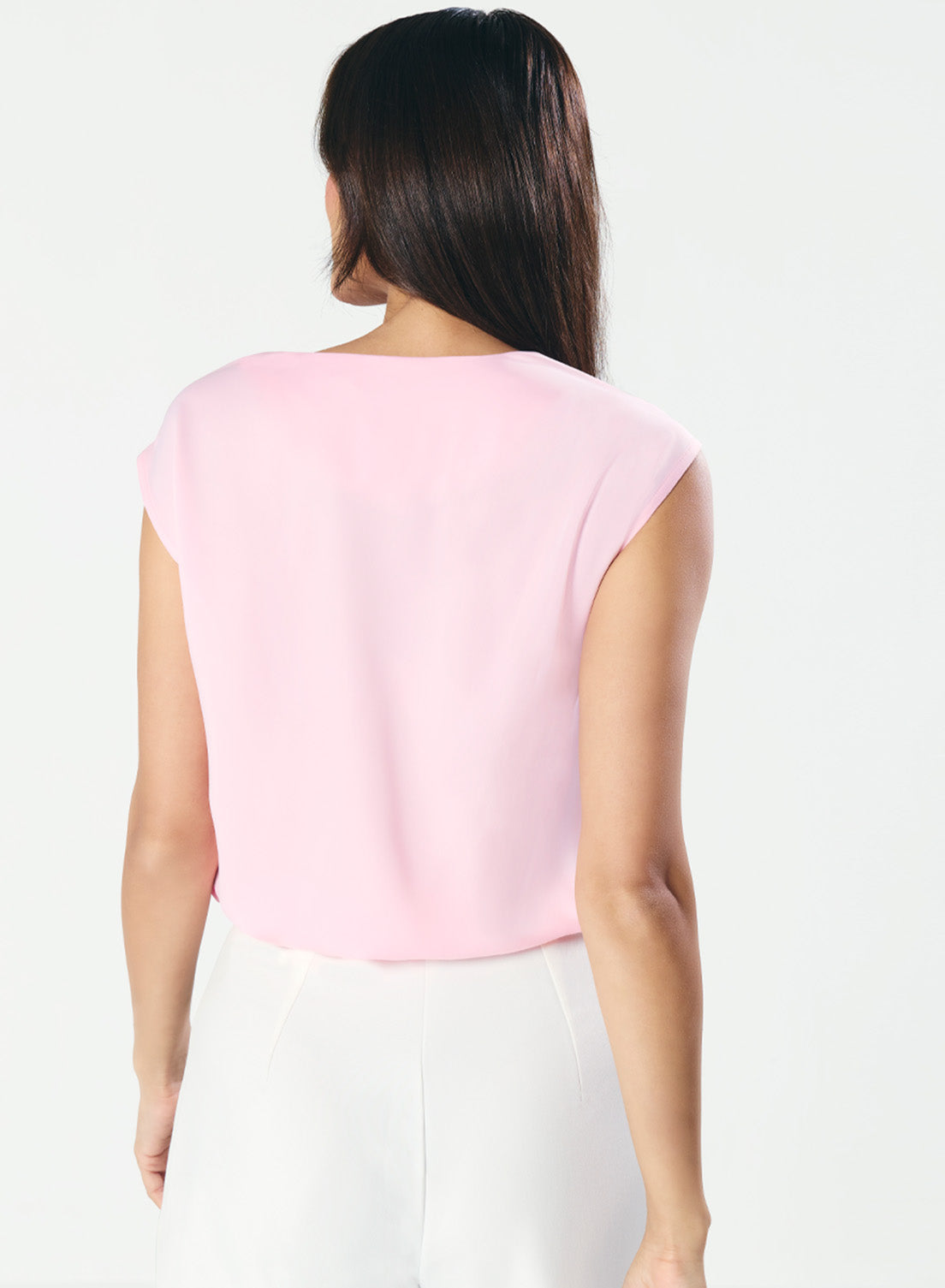 Cowl Neck Satin Pastal Pink Top