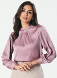High VNeck Pleated Lavender Top