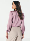 High VNeck Pleated Lavender Top