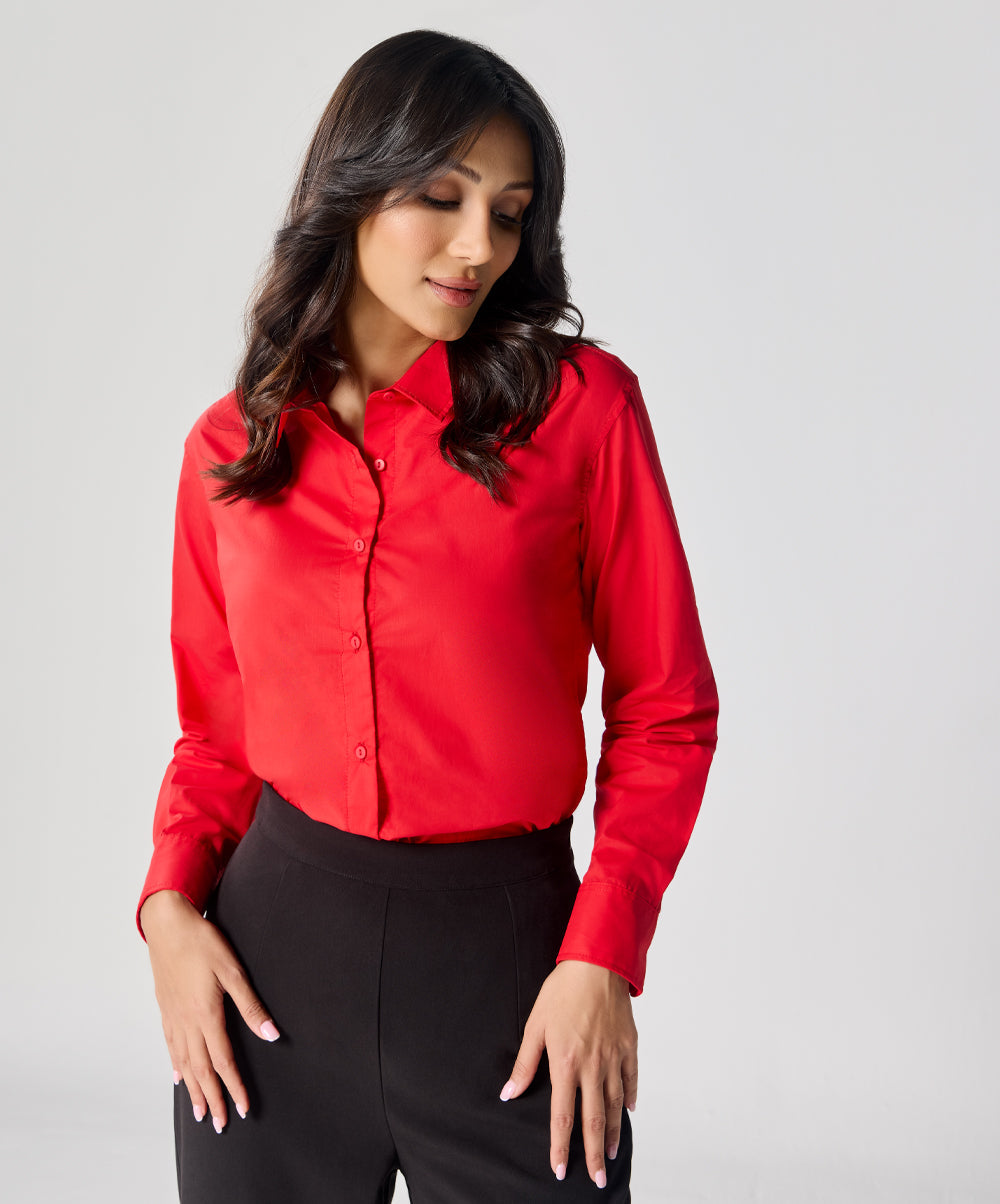 Formal Cotton Red Shirt