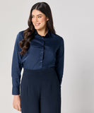 Formal Cotton Navy Blue Shirt