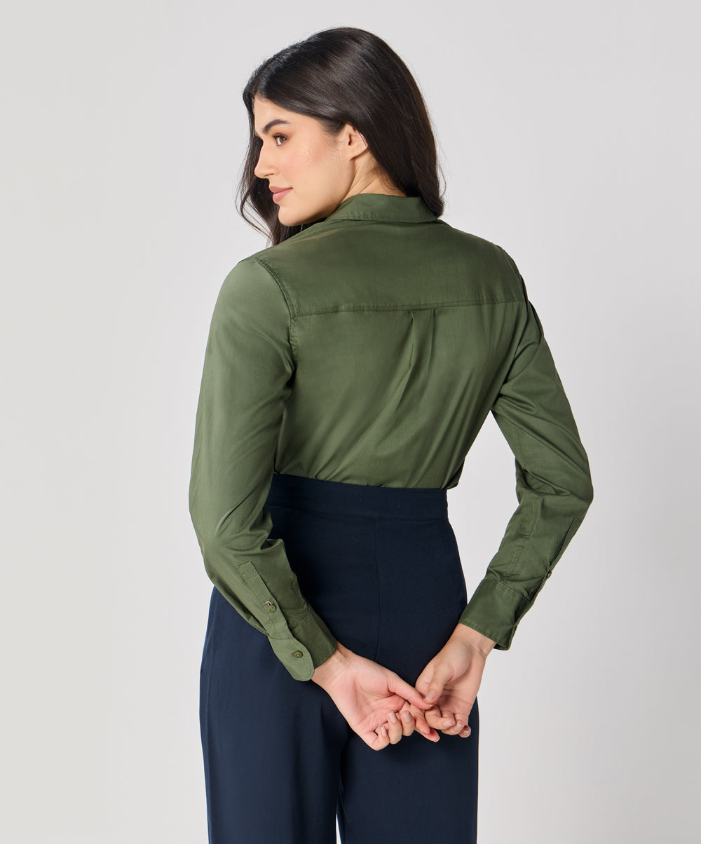 Formal Cotton Dark Green Shirt