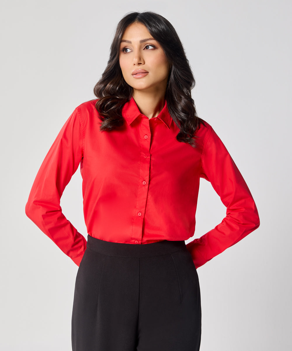 Formal Cotton Red Shirt