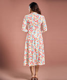 Long Sleeve Printed Chiffon Label Dress