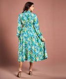 Floral Vines Printed Chiffon Dress