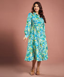 Floral Vines Printed Chiffon Dress