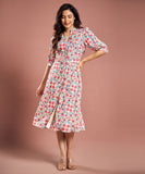 Printed Half Sleeve Aline Chiffon Dress