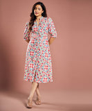 Printed Half Sleeve Aline Chiffon Dress