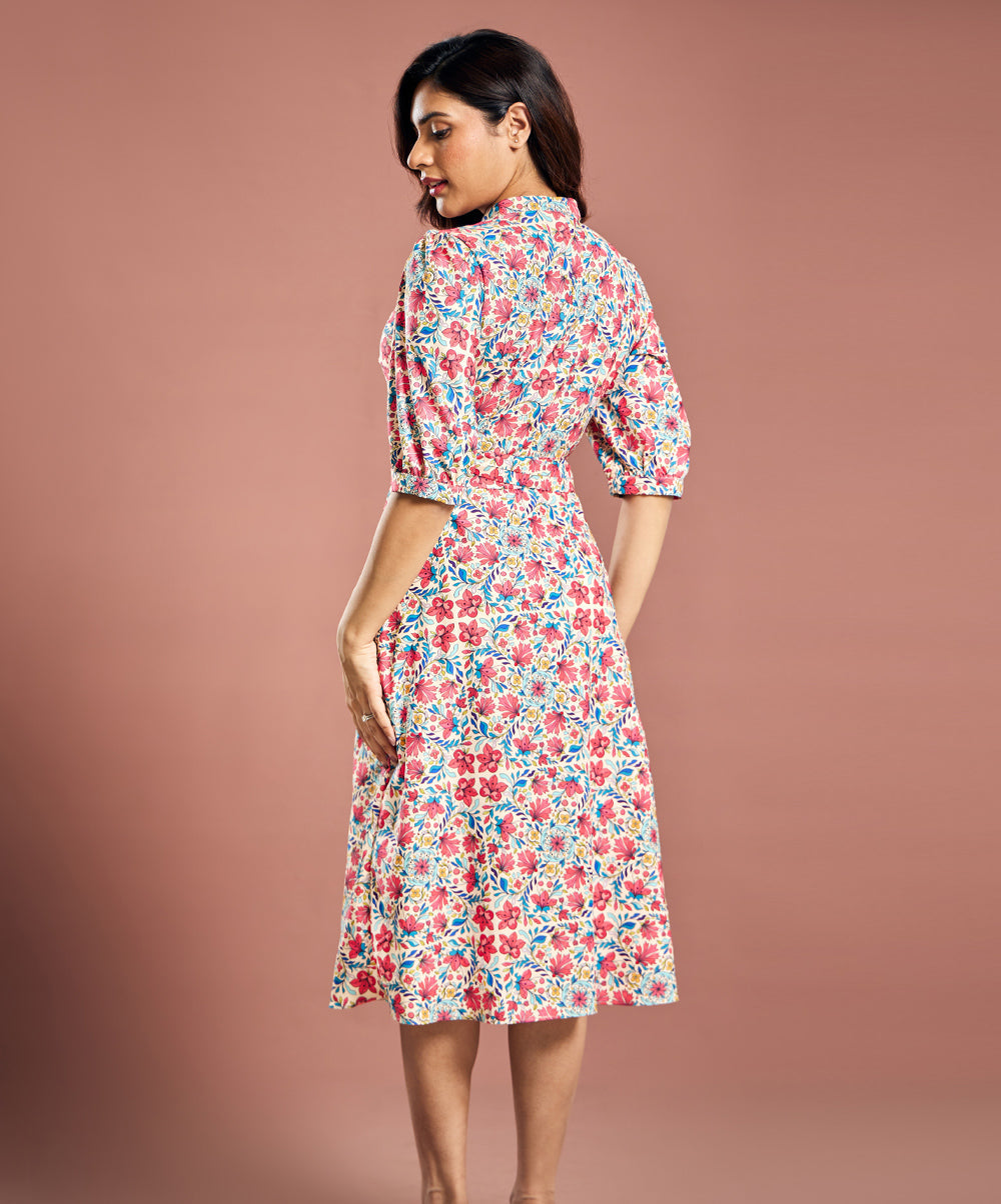 Printed Half Sleeve Aline Chiffon Dress