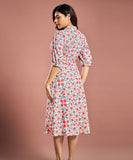 Printed Half Sleeve Aline Chiffon Dress