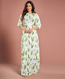 Half Sleeve Tulip Printed Maxi Dress