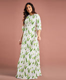 Half Sleeve Tulip Printed Maxi Dress