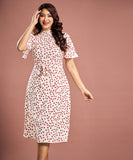 Floral Flutter Sleeve Flared Dress