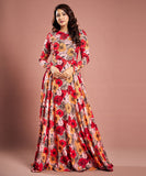 Long Sleeve Chiffon Printed Maxi Dress