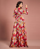 Long Sleeve Chiffon Printed Maxi Dress