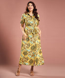 Sunflower Printed Chiffon Shirt Dress