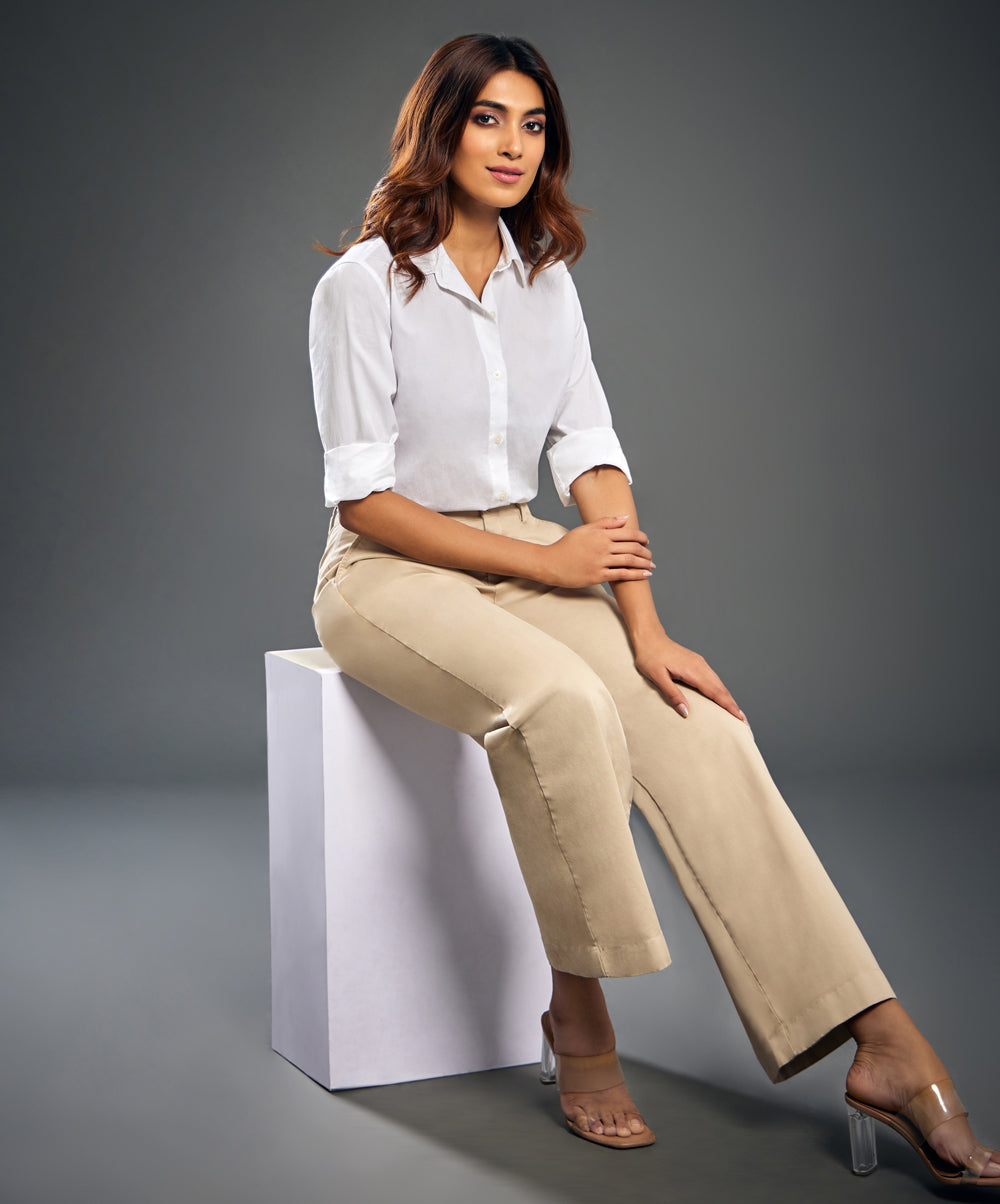 Beige Twill Formal Pant