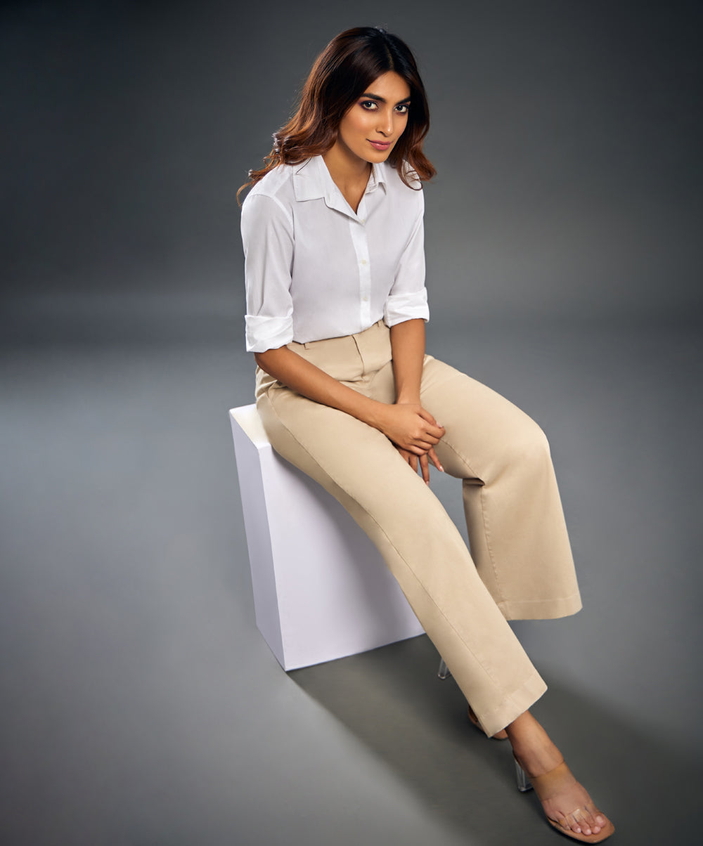 Beige Twill Formal Pant