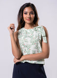 Sleeveless Printed Top With A Bow
