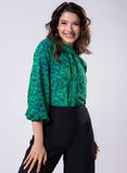 Front Frilled Long Sleeve Top
