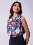 Vneck Front Buttoned Printed Top