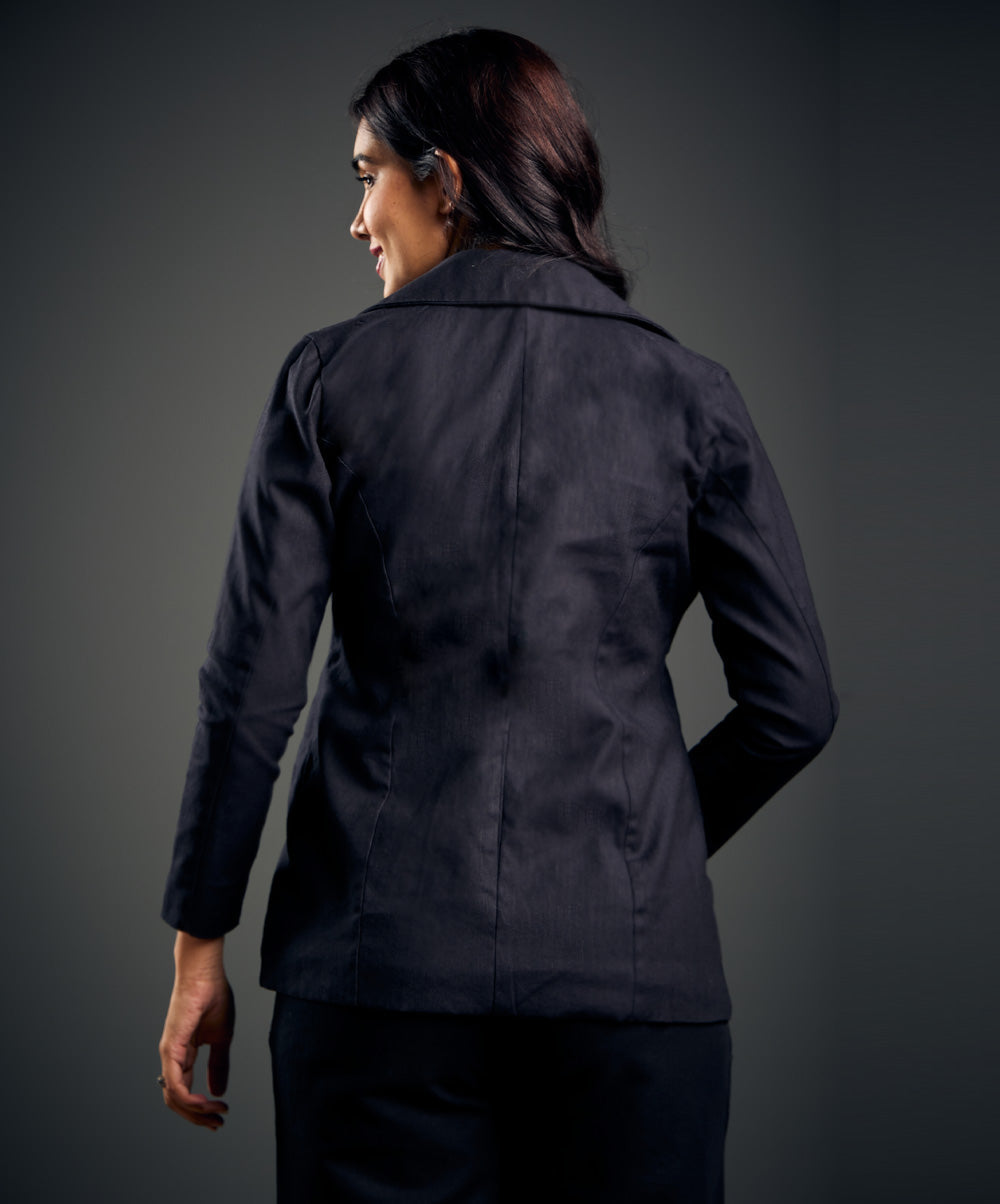 Linen Basic Formal Black Jacket – ZIGZAG UAE