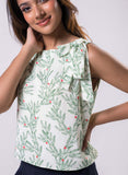 Sleeveless Printed Top With A Bow