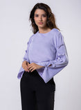 Split Sleeve With Bow Chiffon Lavendar  Top