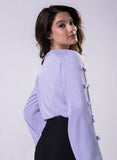Split Sleeve With Bow Chiffon Lavendar  Top