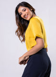 Side Neck Buttoned Short Sleeve Satin Top