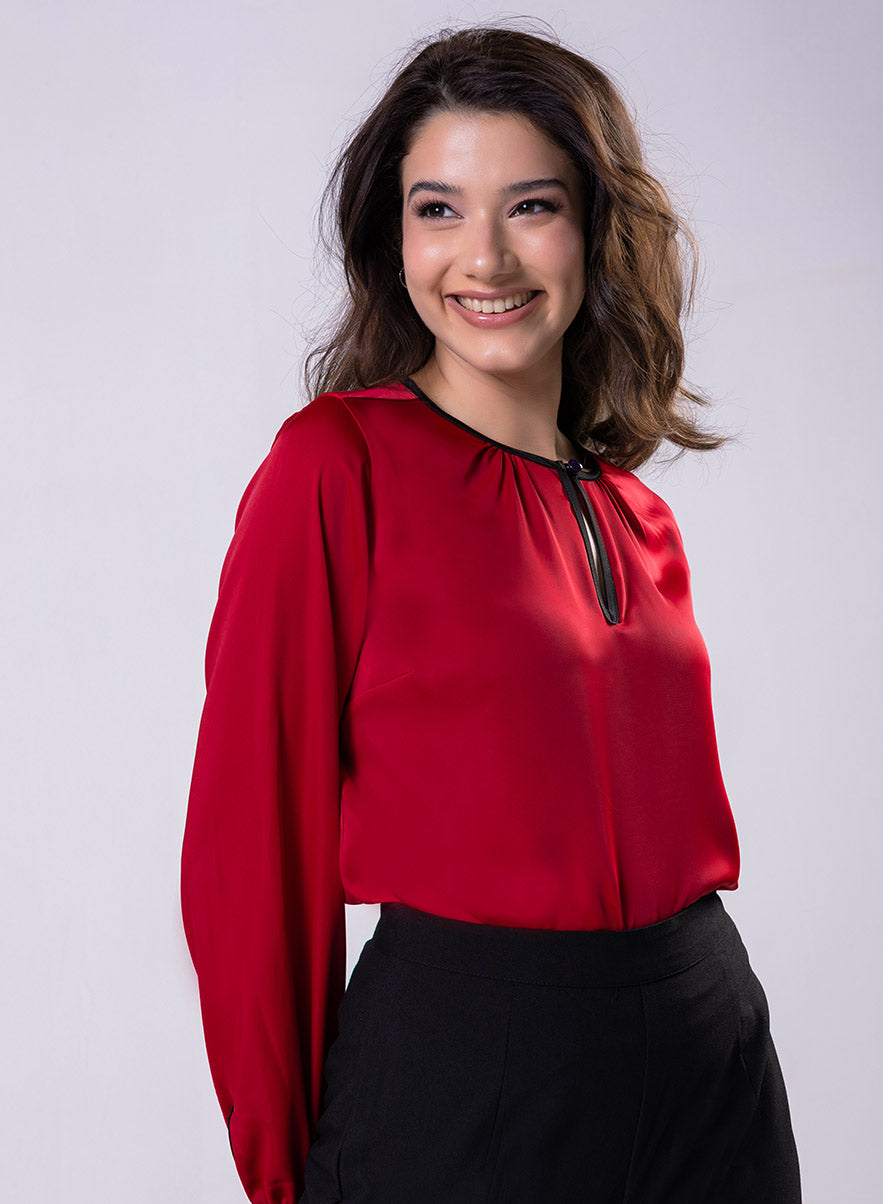Piping Detailed Long Sleeve Top