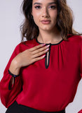 Piping Detailed Long Sleeve Top