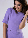 Round Neck Shift Dress With Flaps-Lavendra