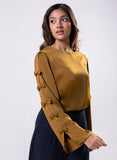 Split Sleeve With Bow Chiffon Top