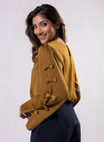 Split Sleeve With Bow Chiffon Top