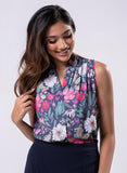 Vneck Front Buttoned Printed Top