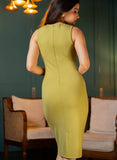 Sleevelss Ponte Green Dress