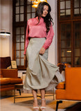 Satin A Line Side Tie Skirt
